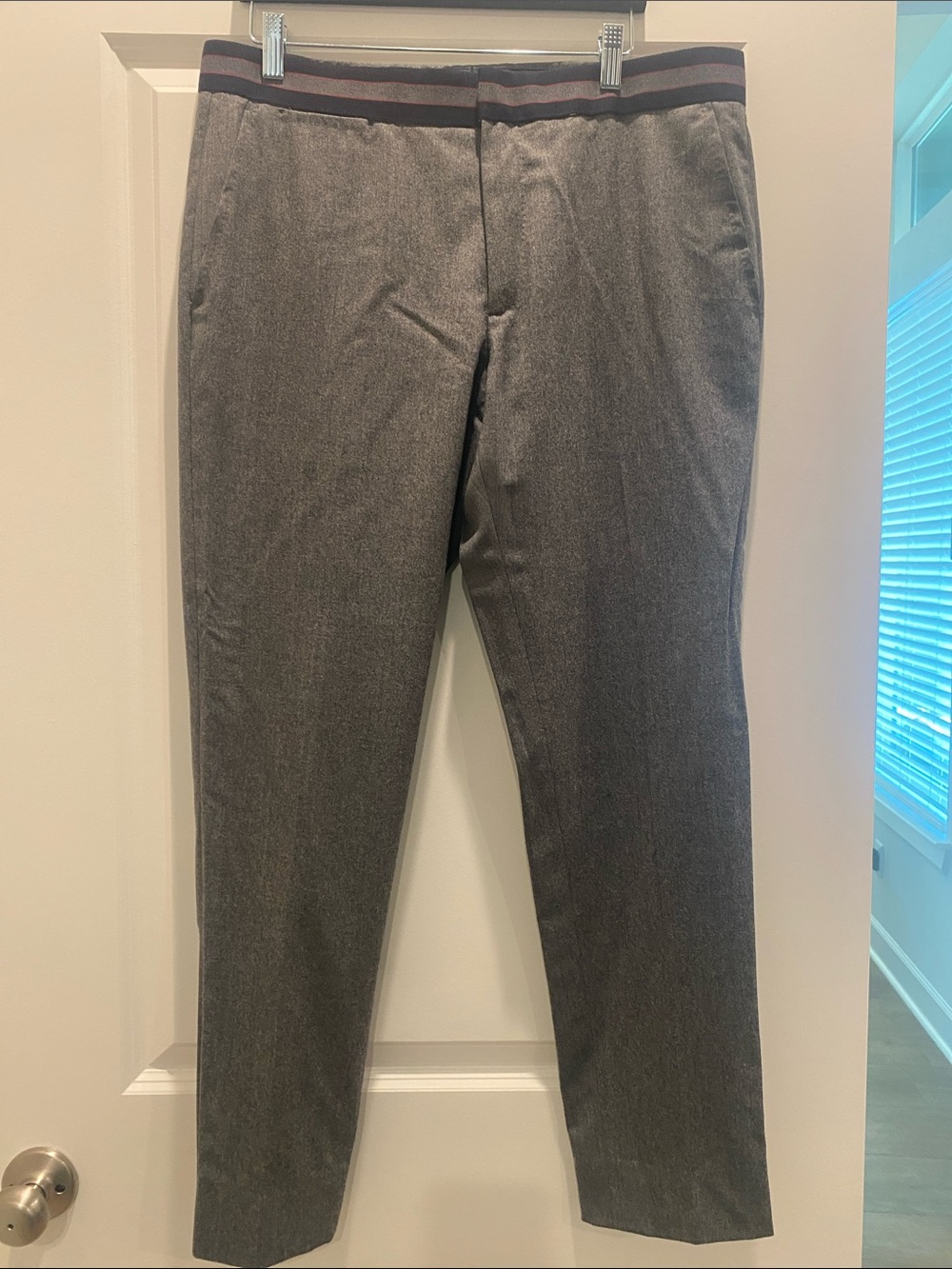 Carolina Herrera Gray Trousers with Striped Waistband